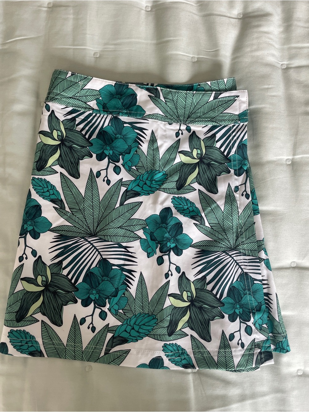Ripskirt Hawaii Teal & White Tropical Floral Swim Skirt